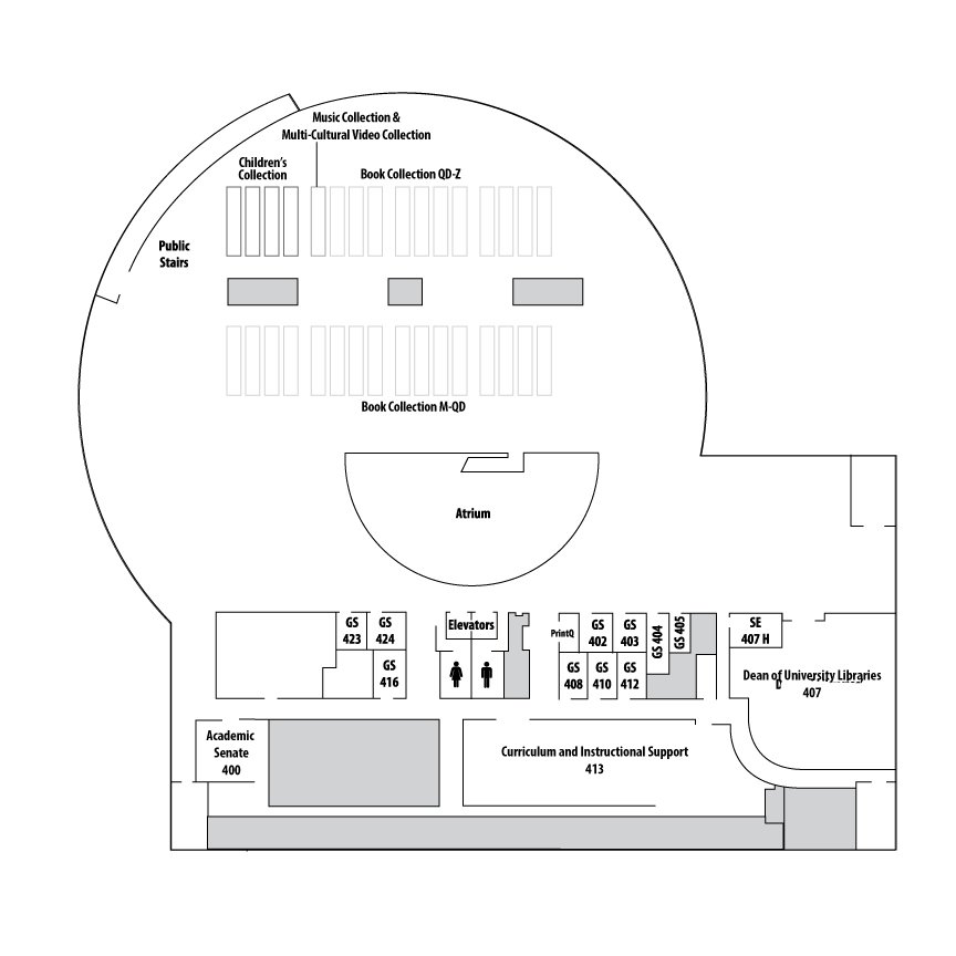 Diagram of the 4th Floor of the Park Library.