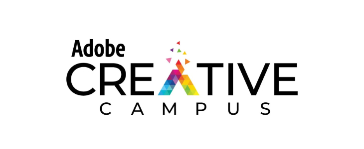 White background with a logo for Adobe that says Adobe Creative Campus and the