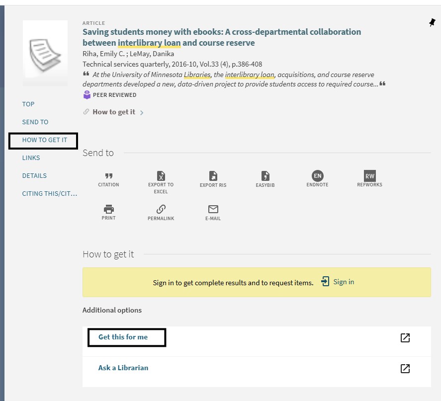 This image displays a screenshot of a Libraries Smart Search result for a resource search. This result highlights the