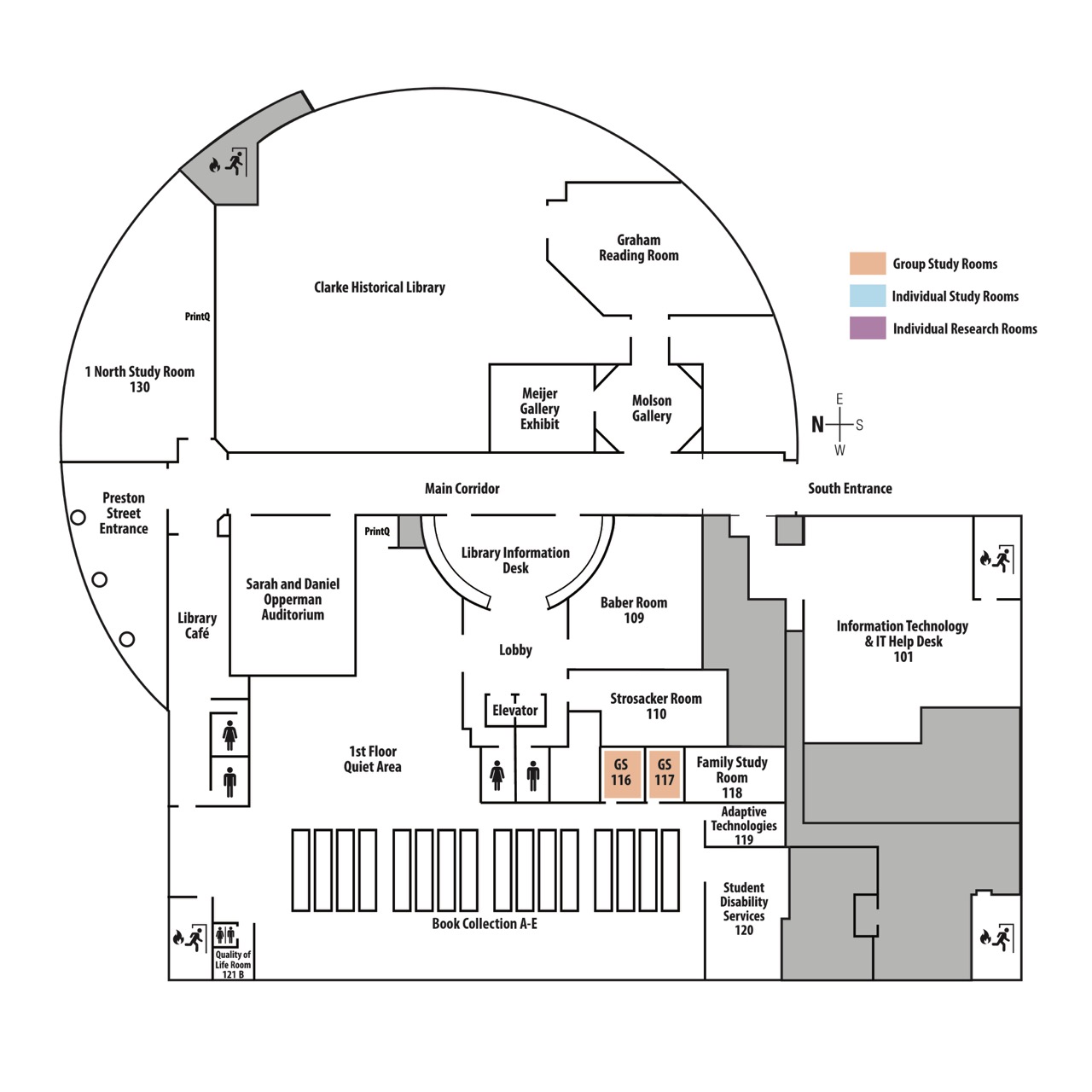 Floor Plan for the 1st floor of the library