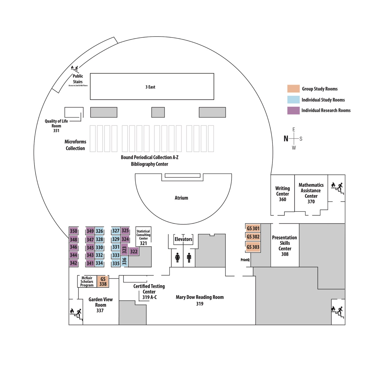 Floor Plan for the 3rd floor of the library