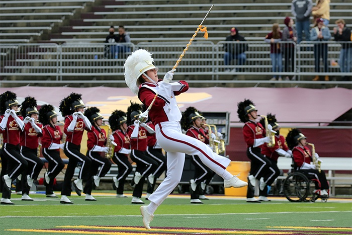 CMU Chippewa Marching Band Homecoming 2021 on field performing