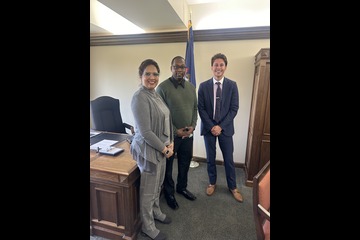 Alexander Banks with his supervisor Sam Ditzhazy and MSA interim director Parveeza Gala at his internship place.