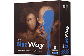 Image of the box for the game The Blue Way by Jason Morningstar with art by Samuel Araya.