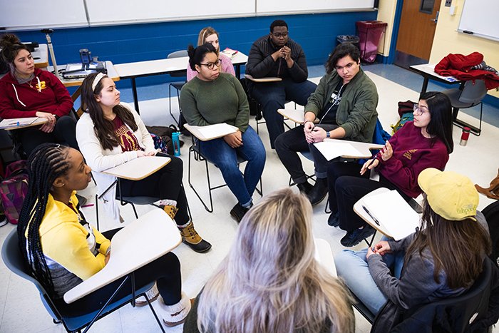 Cultural and Global Students students engaged in dialogue facilitator training.