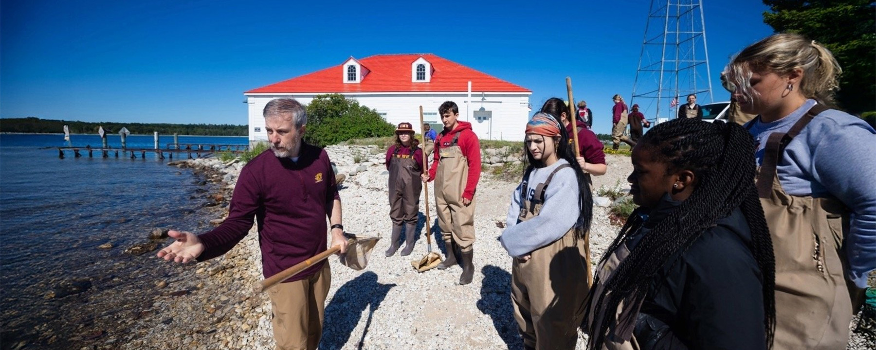 CMU students explore aquatic ecosystems during a hands-on field study at the CMU Biological Station on Beaver Island..