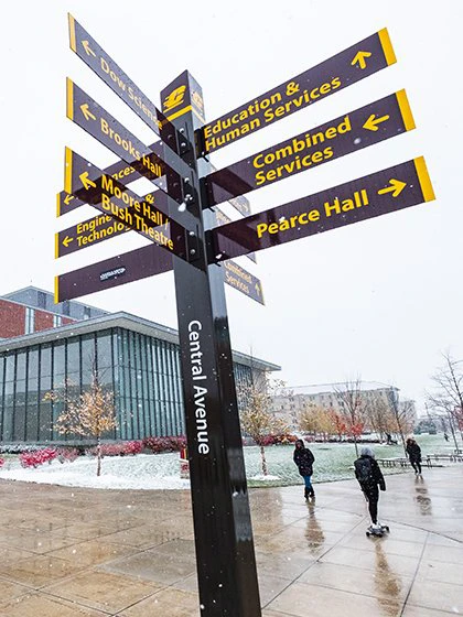 a sign post with many signs
