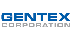 A blue and grey logo for Gentex Corporation.