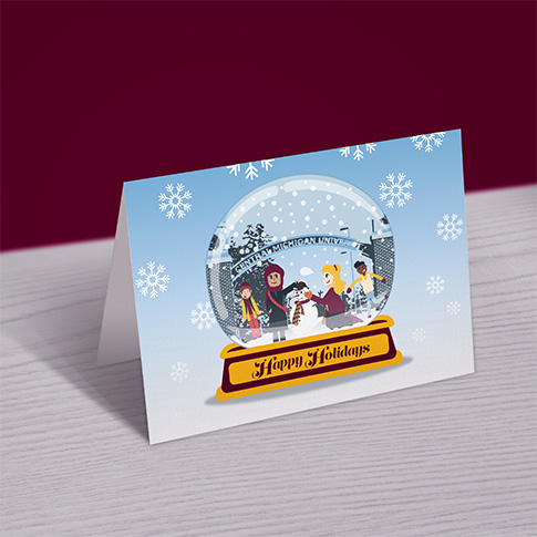 Folded holiday card from the President office of CMU to students, staff, and faculty.