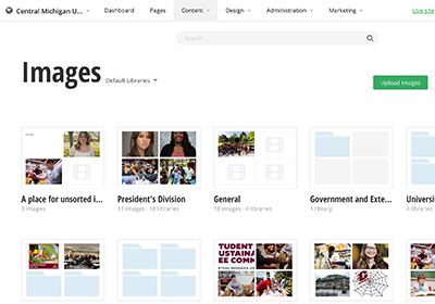 A screenshot of the images dashboard in Sitefinity.