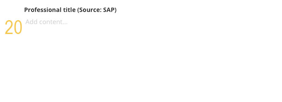 A screenshot of the professional title field in the people profile in Sitefinity with a gold 20 next to it.