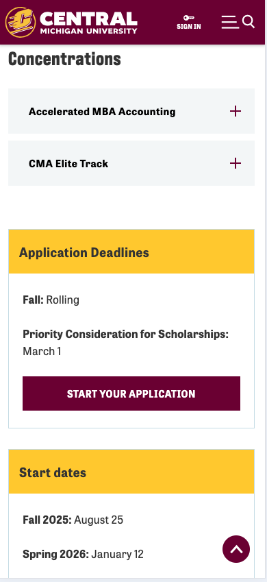 Screenshot of what the mobile view is for side bar content.