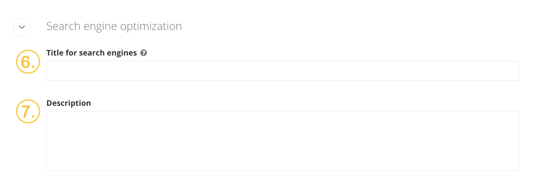 A screenshot of the search engine optimization section of the title and properties pages in Sitefinity.