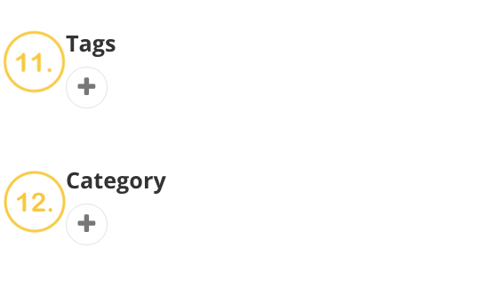A screenshot of the tag and category section of the title and properties pages in Sitefinity.