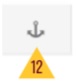 a simple depiction of a gray seafaring anchor with a maroon and gold label 14 underneath