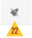 gray paintbrush icon with line through it, underneath a maroon and gold label of 24