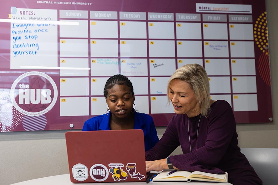 CMU student and her mentor work together on understanding the importance of self confidence.