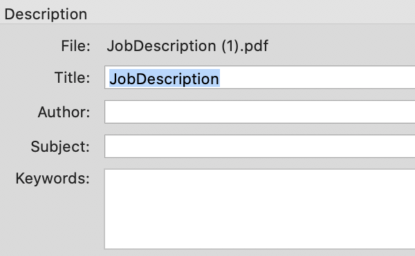 The fields to fill in under properties
