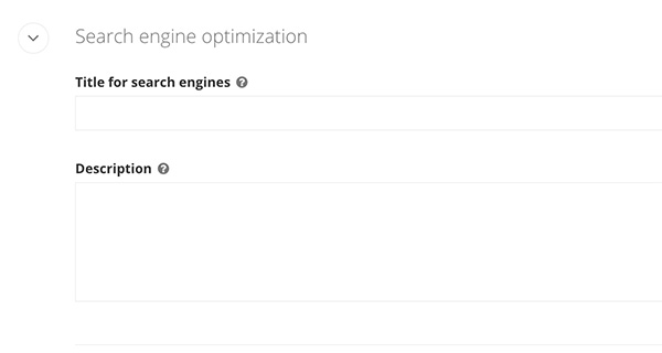 Search engine optimization fields (required)