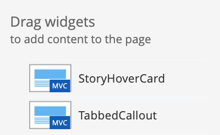 Screenshot of the card and callout widgets.