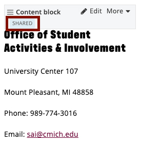 Creating a shared content block step 6 and 7