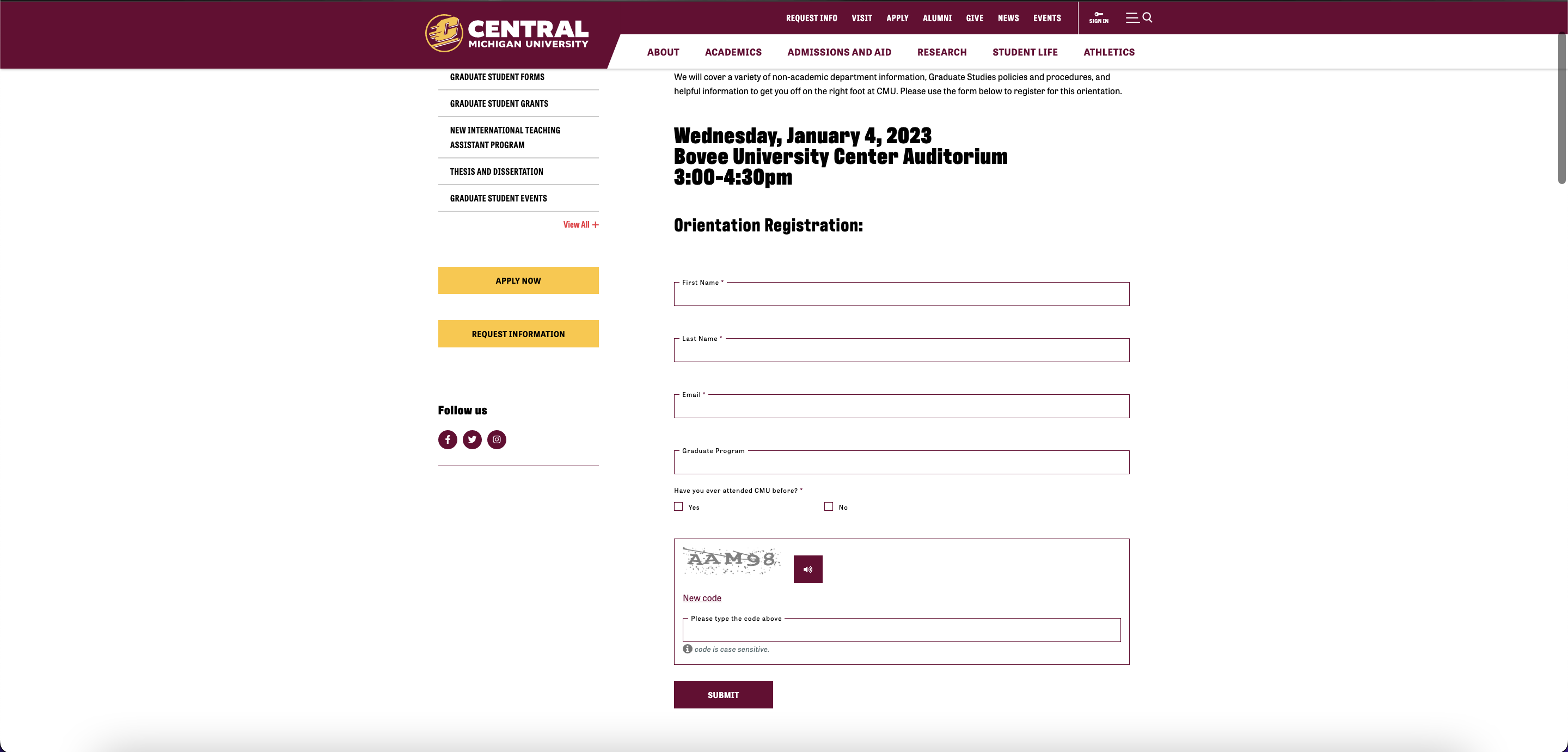 A screenshot of what a form looks like using the page preview link.