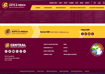 A screenshot of a webpage in Sitefinity showing the college contact banner widget.