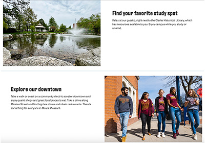 A screenshot showing the z pattern widget, where there is an image then text above text then an image.