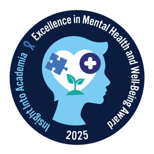 Excellence in Mental Health Award 2025 Logo Navy circle with the words