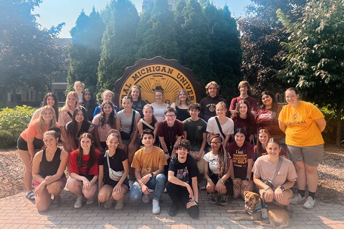 The 2024-2025 Health Professional Residential College group in front of the CMU Seal.