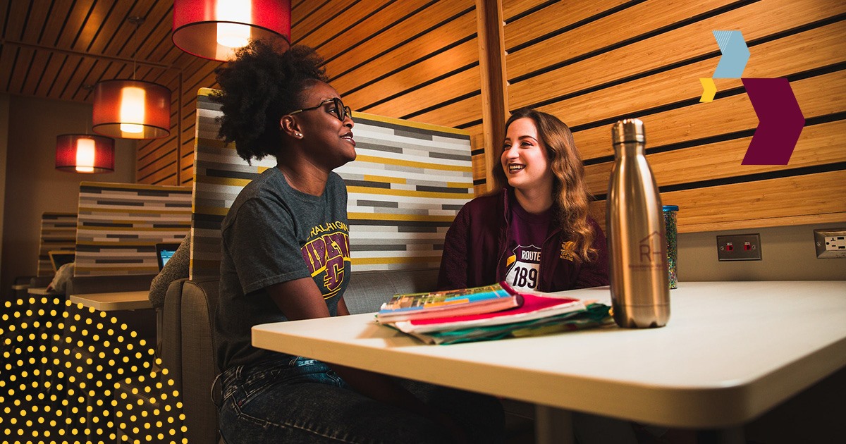 Students hanging out and studying together
