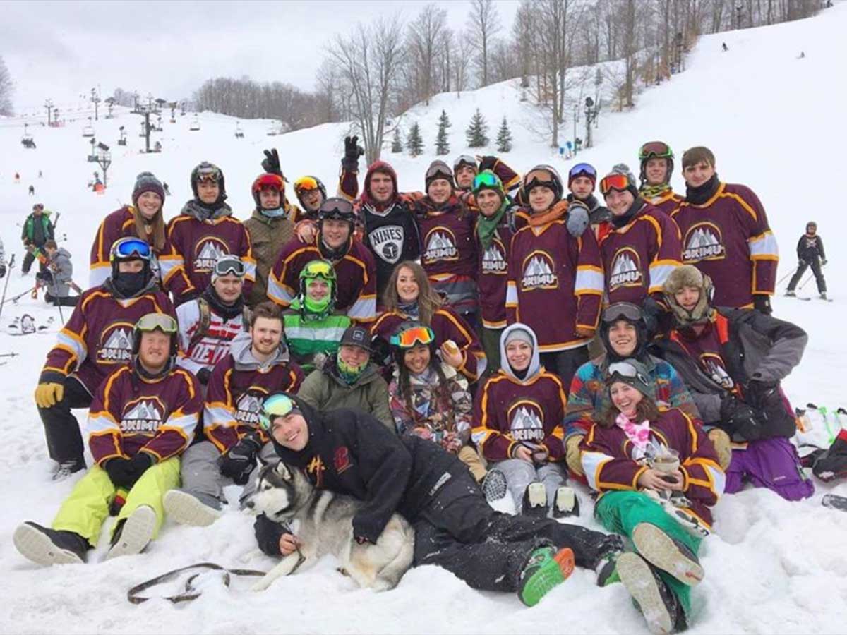 CMU Club Ski and Snowboard team photo