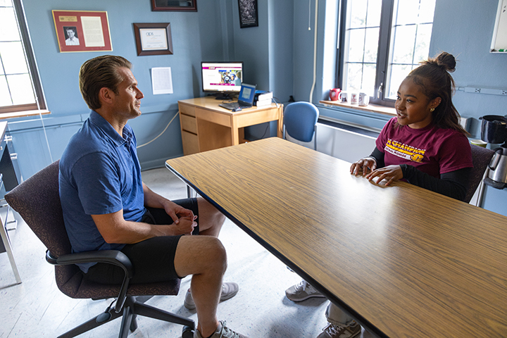 Mireya Benjamin and Dr. Kyle Scherr research Examining the Outcomes of Behavioral and Personality Disorder Diagnosis on Juvenile Adjudication during the McNair Research Institute 2026.