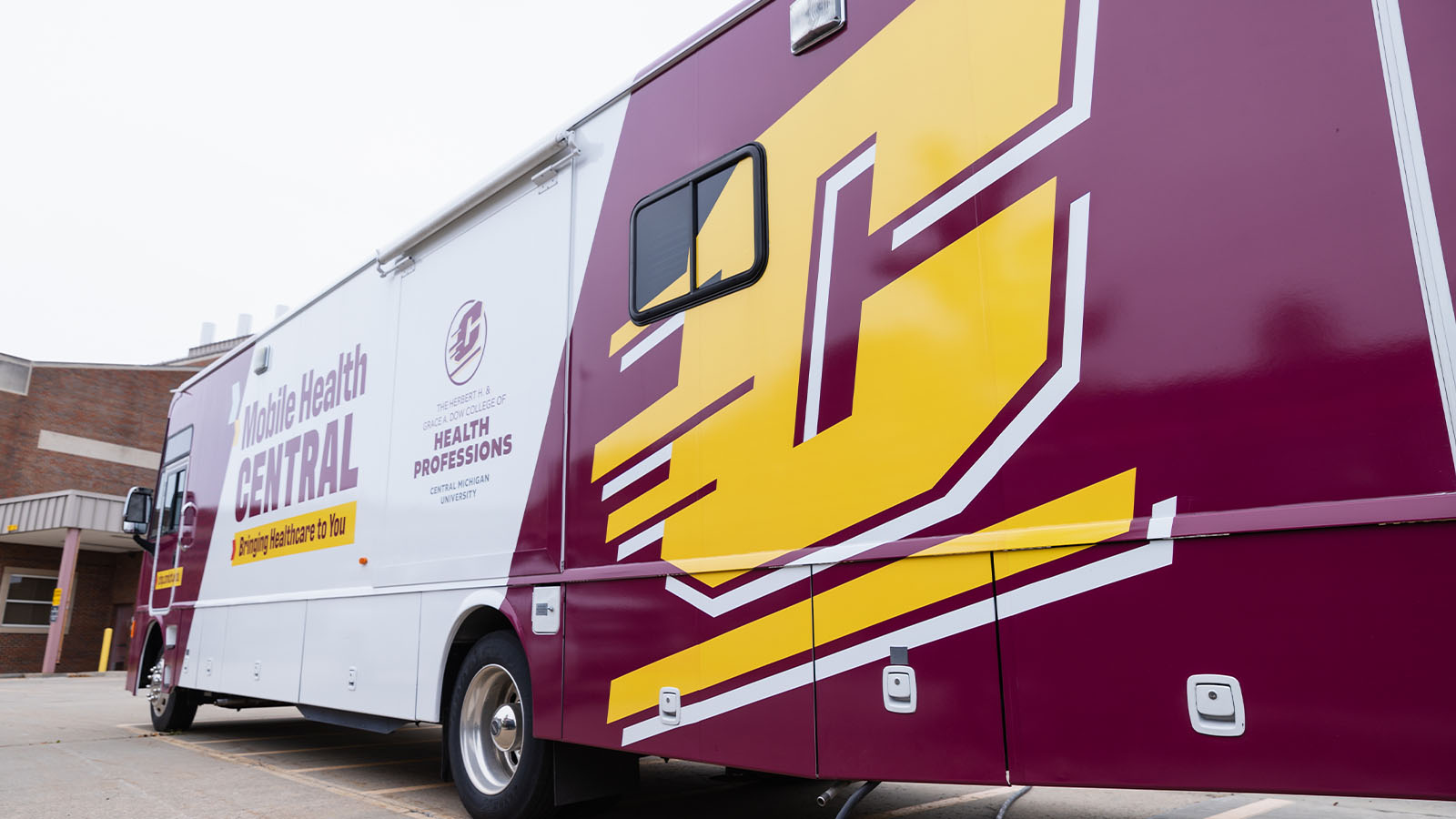 A large vehicle with a logo on it.